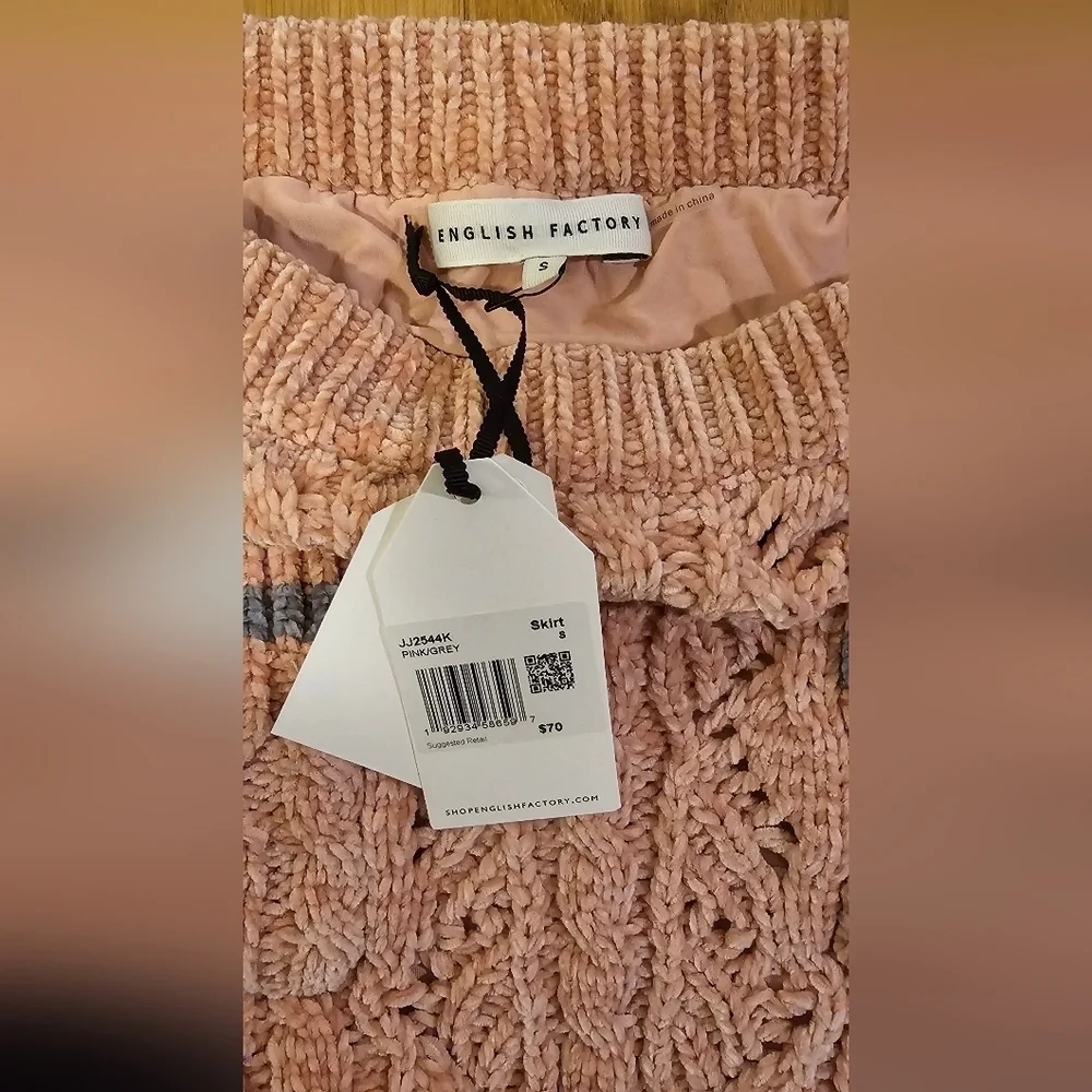 English Factory Textured Knit Skirt – Pink/Grey – Size Small NWT